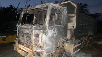 CCECC truck burnt, roadworks stop | News | dailypost.vu