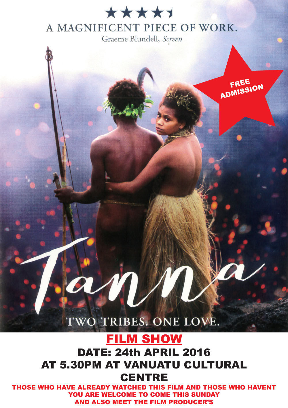 Free Tanna film screening tomorrow News dailypost.vu