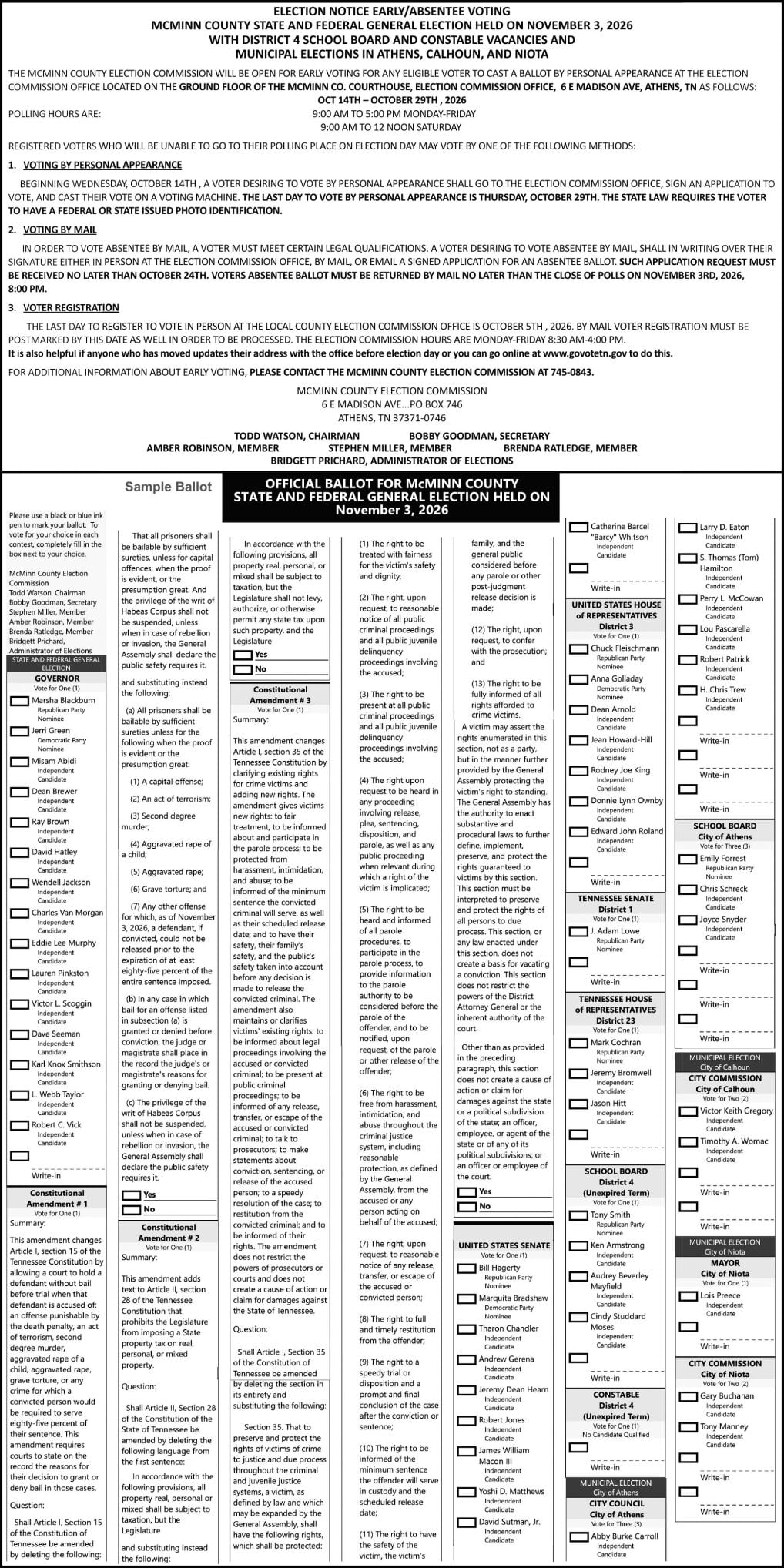 Sample Notice Signs Election Notice & Sample | Public Notices | dailypostathenian.com