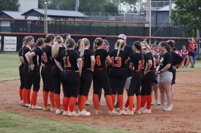 Meigs County softball huddle