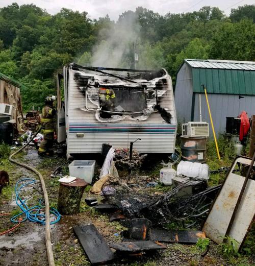 Fire destroys camper