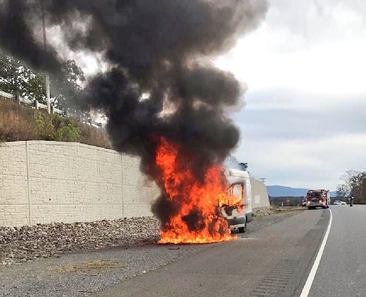 Vehicle fire on Highway 30