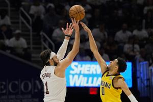 Haliburton's 3-pointer with 1.1 seconds left gives Pacers 120-119 win over Cavs and 2-0 series lead