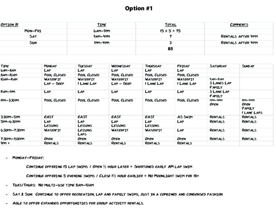 memorial pool schedule