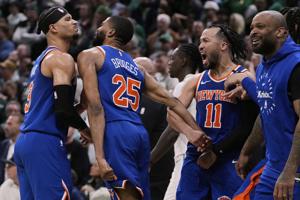 Knicks come from 20 down, beat Celtics 108-105 in OT as Bridges' steal preserves Game 1 win