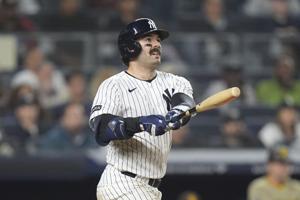 Wells' grand slam gives him 5 RBIs in 10-run 7th inning as Yankees beat Padres 12-3