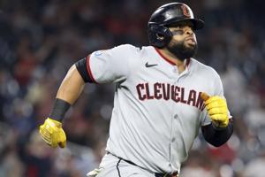 Carlos Santana's 3-run homer helps Guardians beat Nationals 9-1 and split a doubleheader