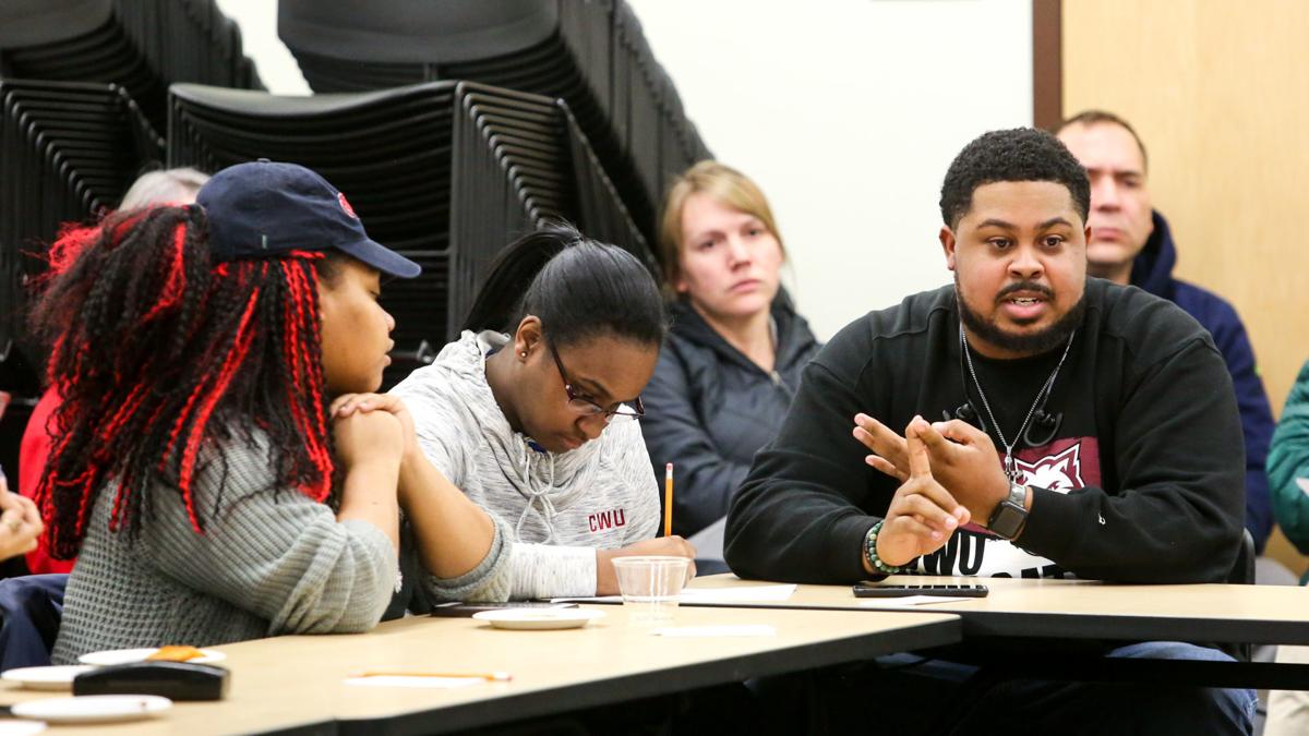 students gather to share