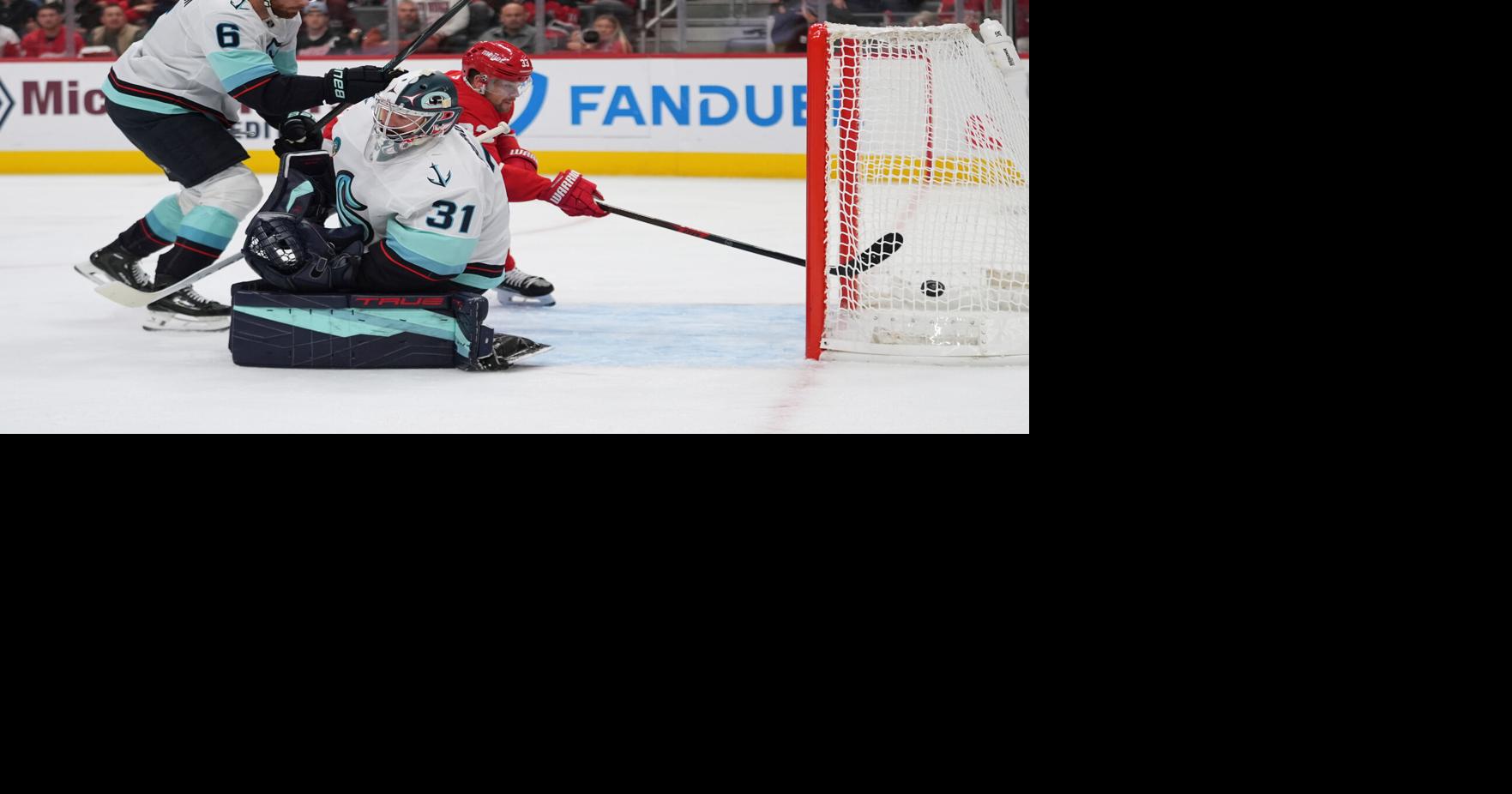 Gaudreau scores twice in 4-goal 2nd period as Kraken beat Red Wings 6-3 ...