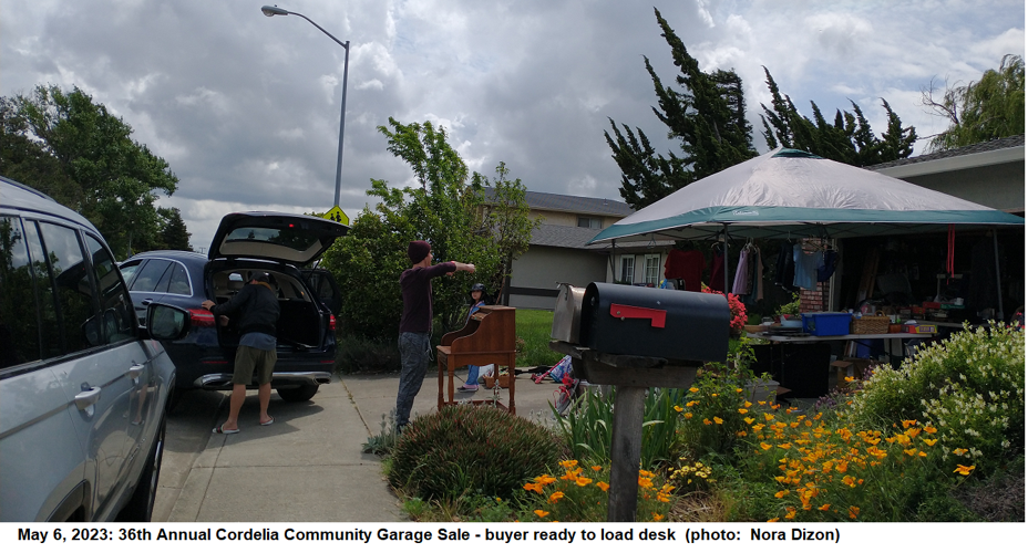 Cordelia Community Garage Sale continues Sunday, May 7, 2023