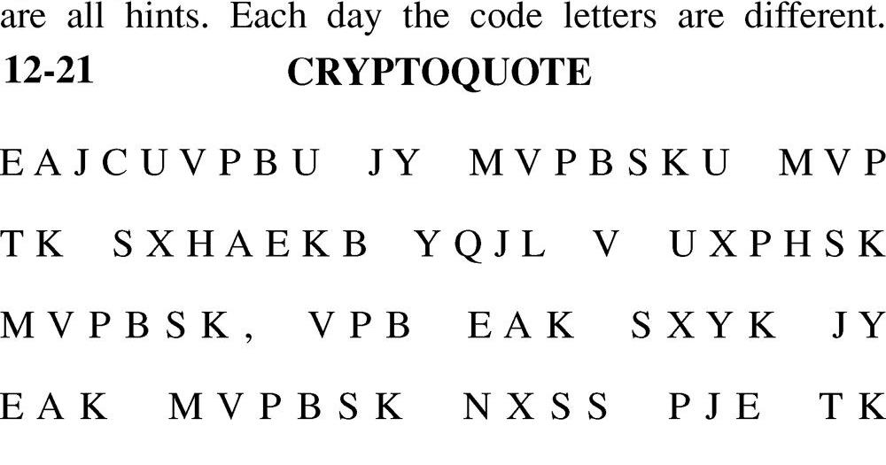 Cryptoquote Solver Cryptoquote | Diversions | dailyrepublic.com