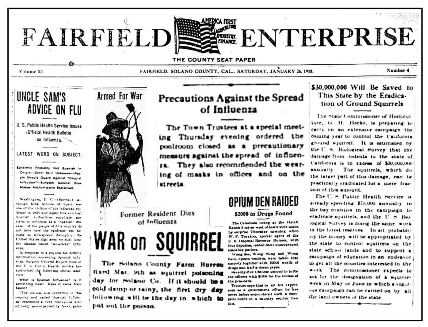 Back in the Day: 1918 Wars: Against the world, the flu and … squirrels? |  Local Lifestyle Columns | dailyrepublic.com