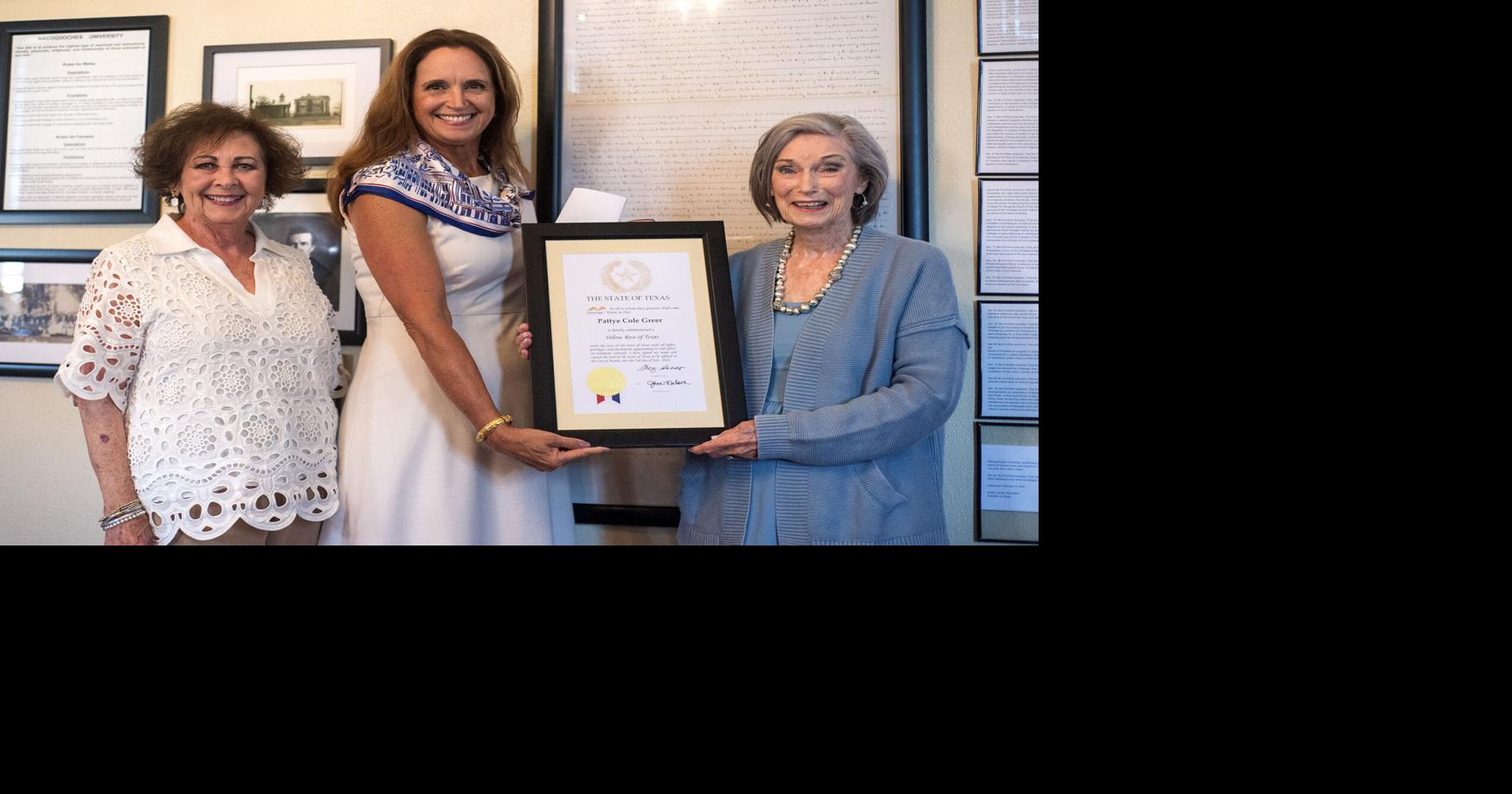 Pattye Greer surprised with Yellow Rose of Texas honor