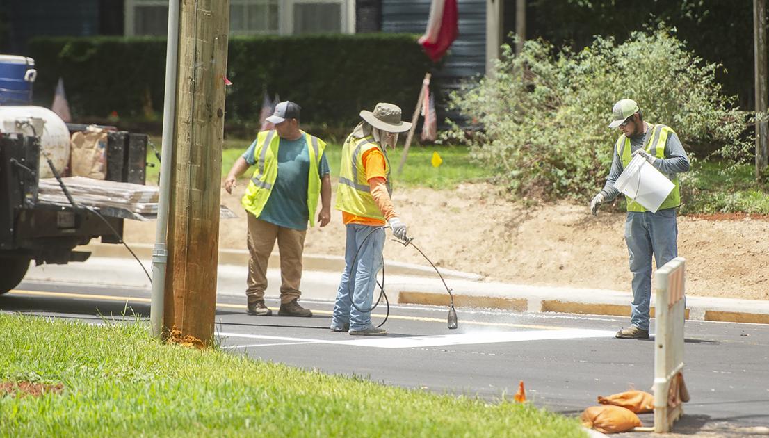 Painting Stripes At Austin Street And Raguet Street July 1 2020