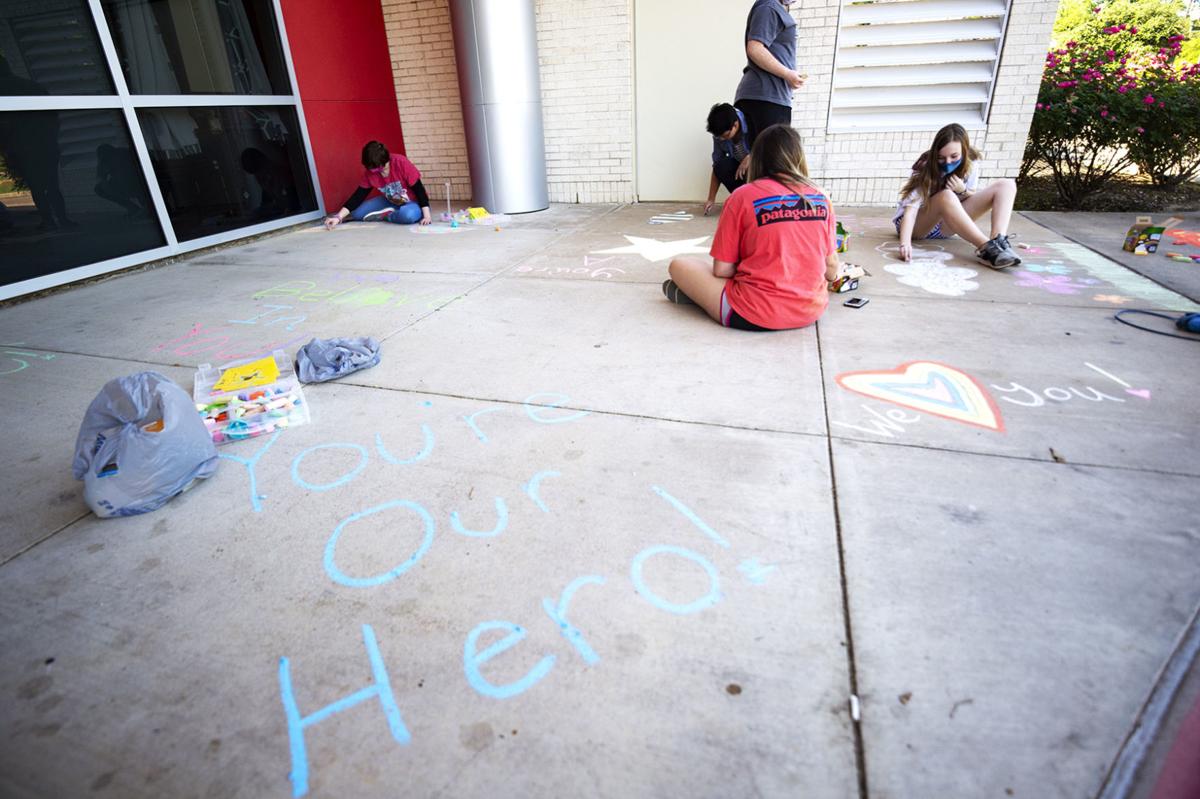 Chalk art at Memorial Hospital, April 23, 2020.