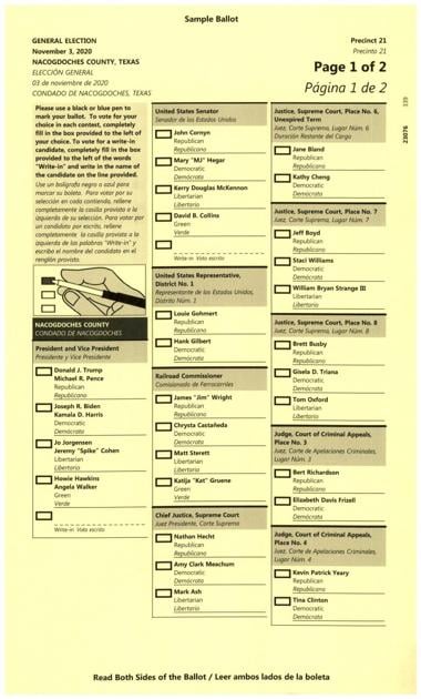 05 Sample Ballot November 3rd 2020 General Election Pdf Dailysentinel Com