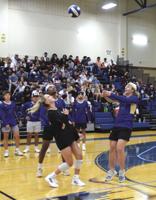 Tivy seniors battle the faculty in Project Graduation volleyball game