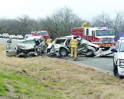 car fatal county texas gillespie crash near dailytimes responders emergency tuesday early scene line work fatality wreck