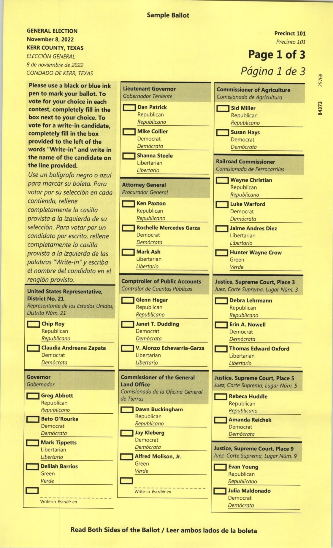 Sample ballott 2022 midterm elections | | dailytimes.com