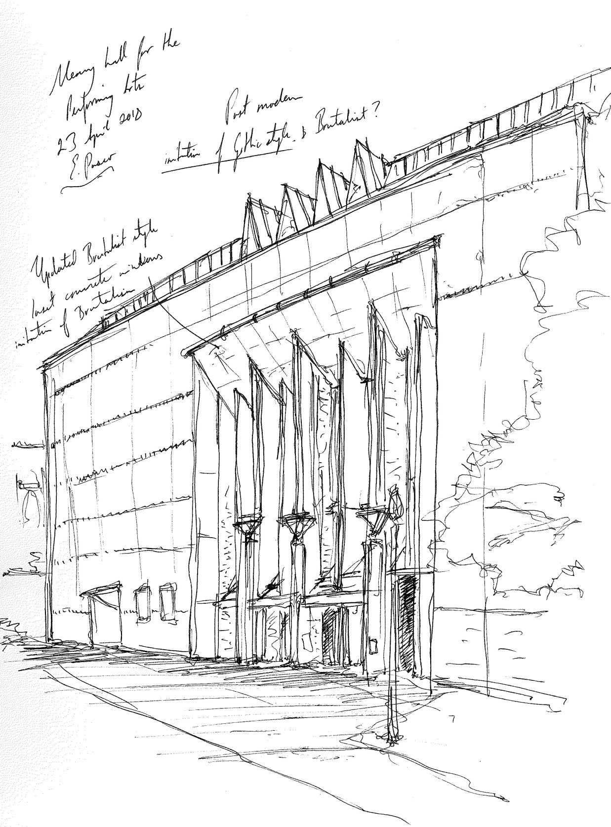 postmodern architecture sketch