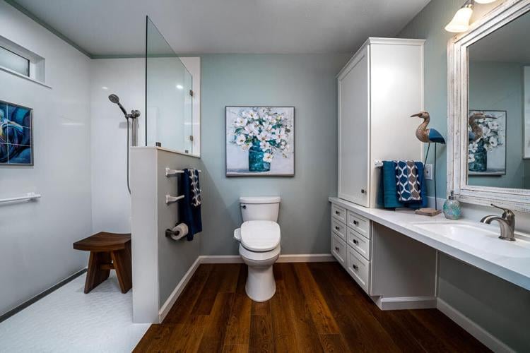 blue cottage bathroom designs for spacious ideas