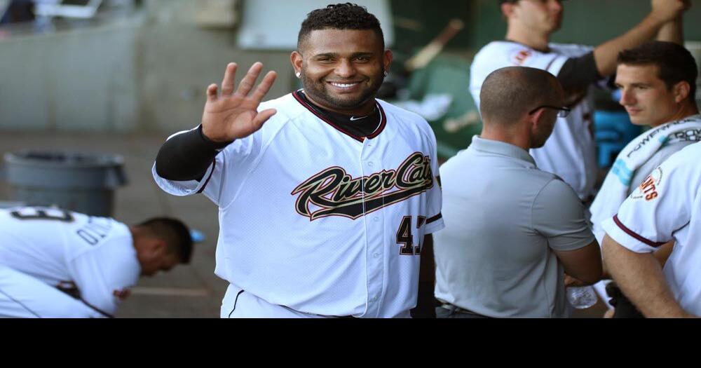 San Francisco Giants' Pablo Sandoval plays with River Cats