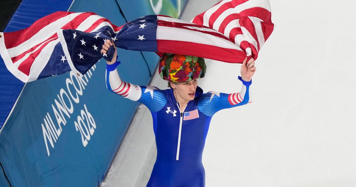 Jordan Stolz joins Eric Heiden with a 500-1,000 speedskating double gold at the Olympics