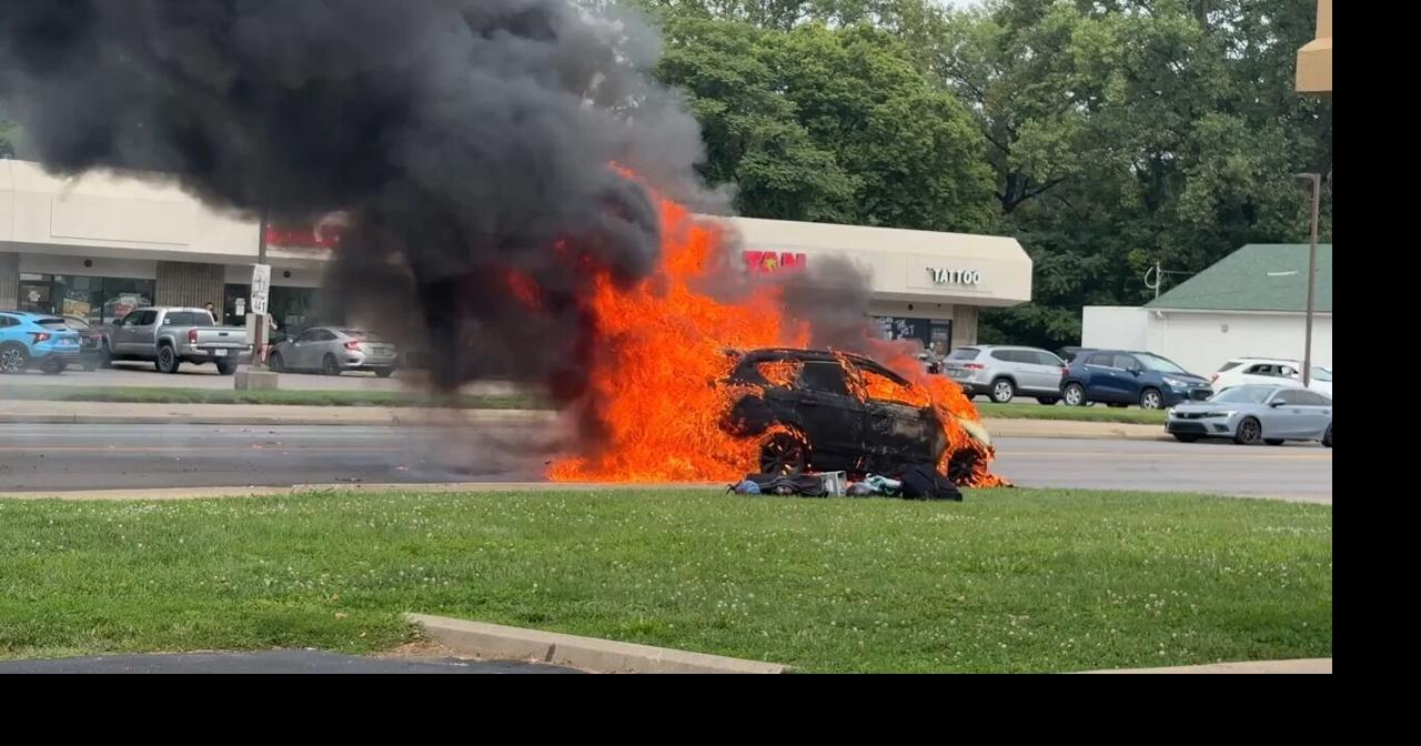 VIDEO: Car engulfed in flames on busy Dayton road