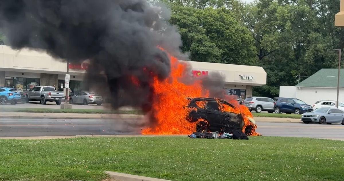 VIDEO: Car engulfed in flames on busy Dayton road