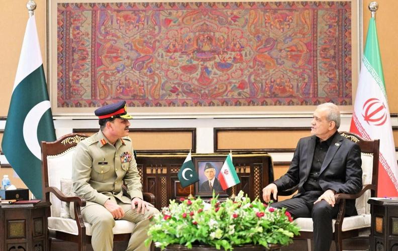 Field Marshal Syed Asim Munir, called on the President of Iran Masoud Pezeshkian, in Rawalpindi
