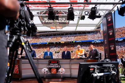 ESPN’s College GameDay before a college football game between Tennessee and Texas at Neyland Stadium in Knoxville, Tenn. on
