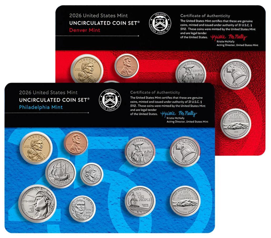 The U.S. Mint is set to make the 2026 uncirculated coin set available for purchase on June 30, 2026. The set commemorates the nation's 250th anniversary.