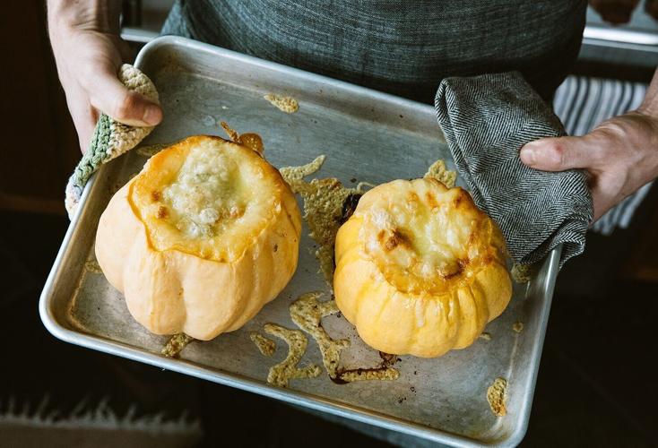 Squash fondue baked