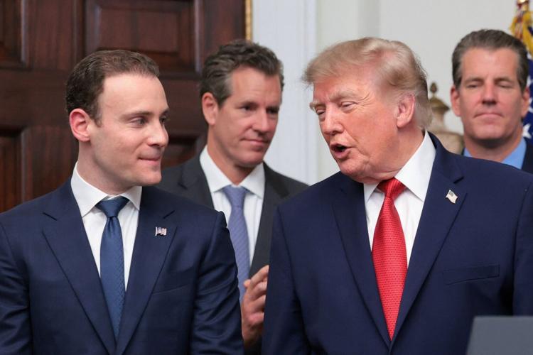 U.S. President Trump delivers remarks with cryptocurrency executives, at the White House in Washington