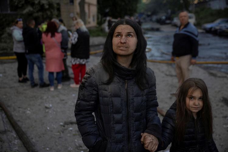 Aftermath of overnight Russian missile and drone strikes in Kyiv