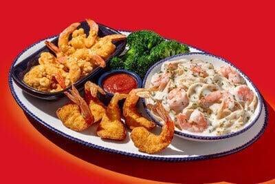 Red Lobster's Marry Me Shrimp, Walt’s Favorite Shrimp and Shrimp Linguini Alfredo, all part of the restaurant chain's Endless Shrimp deal, available starting April 20, 2026.