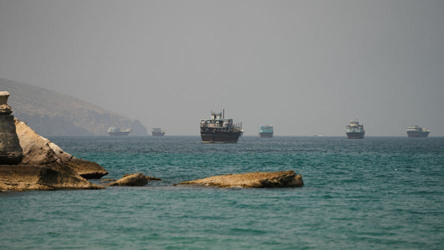 FILE PHOTO: Vessels trickle through Strait of Hormuz as Mideast tension persists