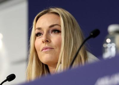 Lindsey Vonn attends a press conference.