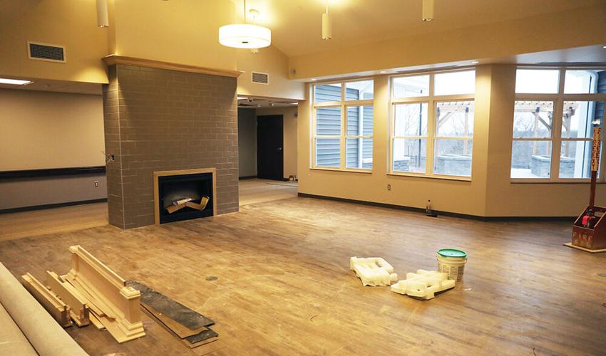 Fireplace in household area at Gracewell
