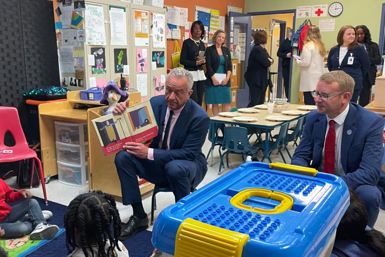 Health and Human Services Secretary Robert F. Kennedy Jr. visits a Toledo, Ohio, childcare center in early May.