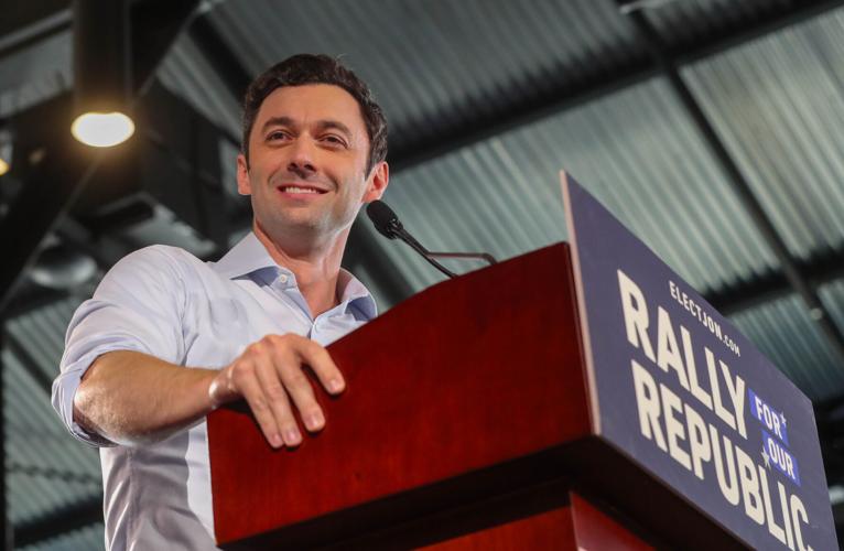 US Sen. Jon Ossoff speaks during his Rally for Our Republic on Saturday, July 12, 2025 at the Kehoe Iron Works in Savannah, GA.