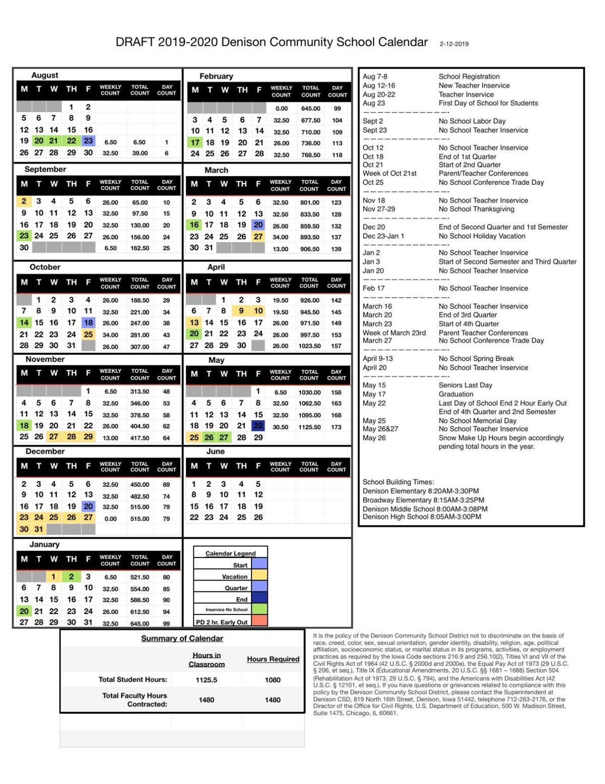 DCSD 2019-2020 calendar