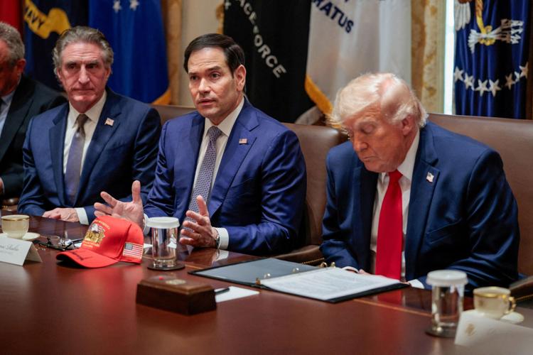 FILE PHOTO: U.S. President Donald Trump participates in a cabinet meeting, at the White House