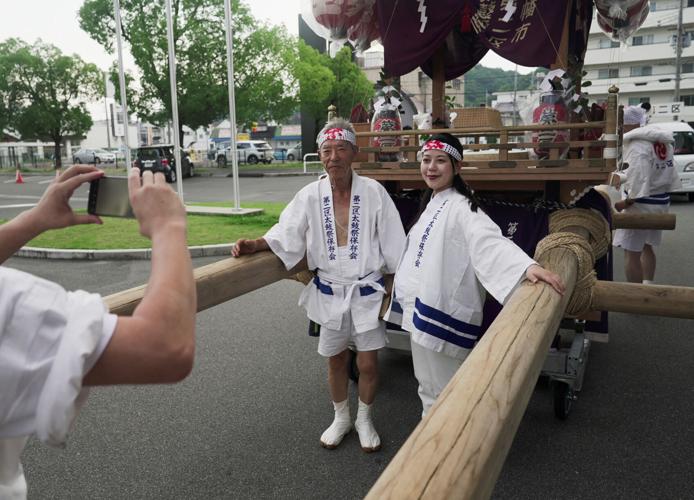 Yawata city mayor, Shoko Kawata, six months pregnant, in Yawata