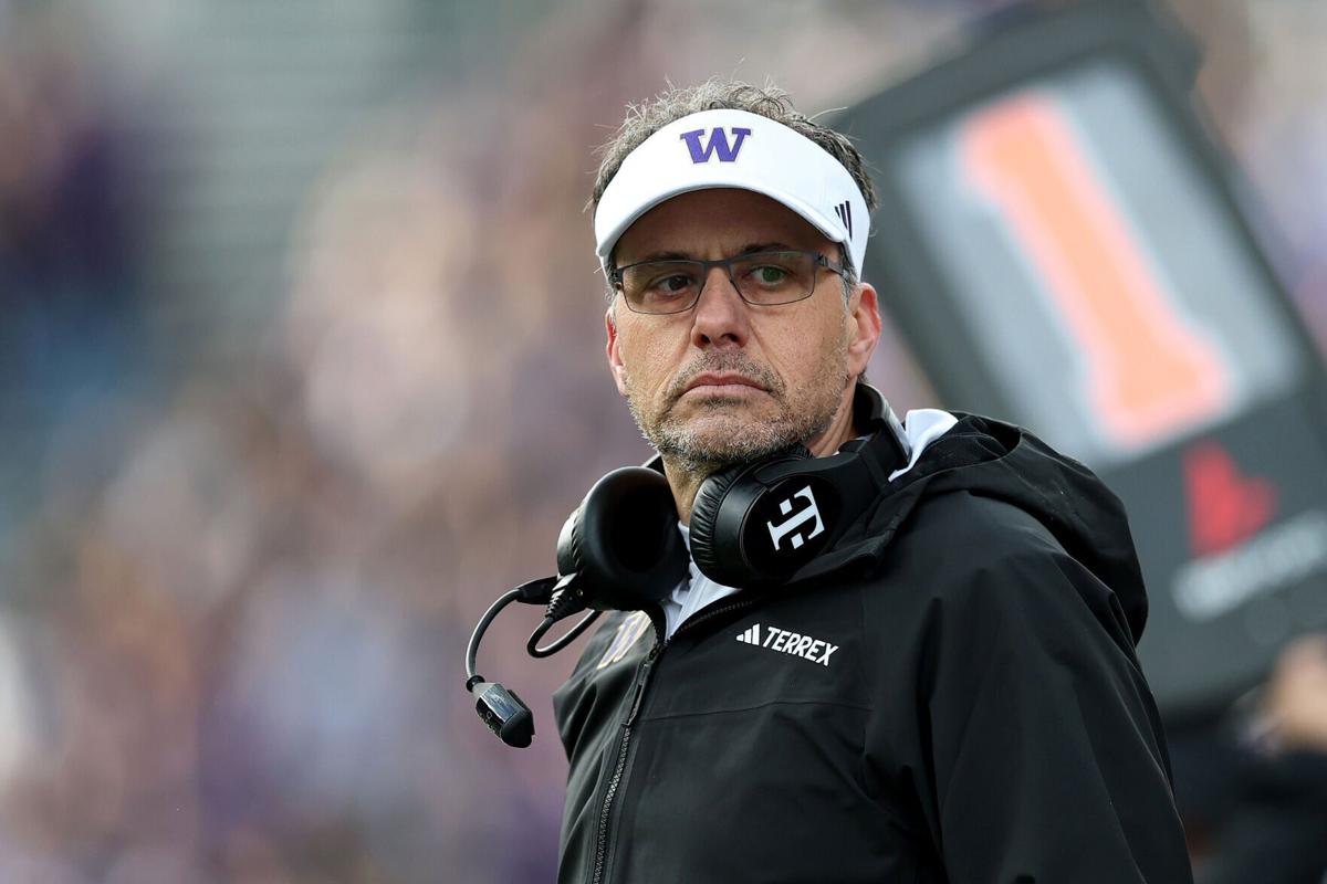 Washington head coach Jedd Fisch looks on during second-half action against Illinois at Husky Stadium on Oct. 25, 2025, in Seattle.