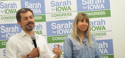 ‘Reach across the aisle’: Pete Buttigieg campaigns with Sarah Trone Garriott