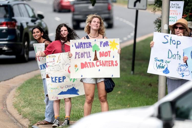 FILE PHOTO: Demonstrators participate in a nationwide protest against data centers in Virginia