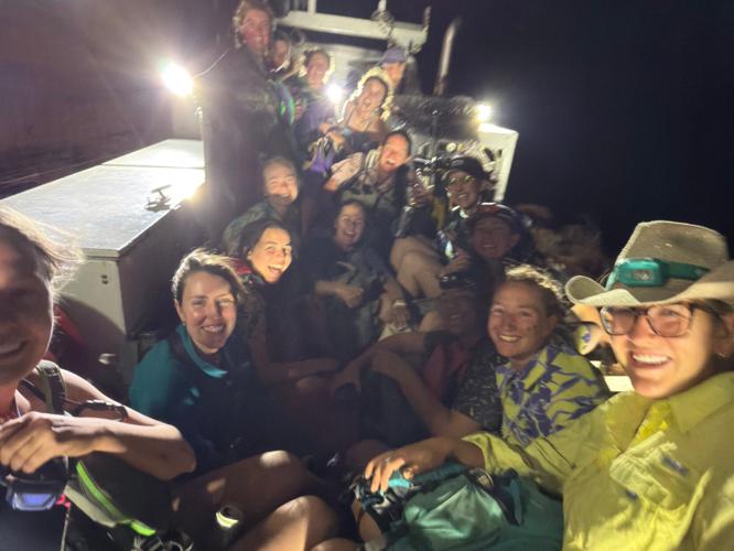 Members of Sidney Burleson's bachelorette party raft trip board a Union Pacific high rail vehicle late in the evening on June 27 as the Mesa County Search and Rescue worked to evacuate rafters from the Colorado River ahead of the Snyder Fire.