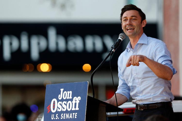Democratic Senate candidate Jon Ossoff speaks at a campaign stop in Athens, Ga., on Friday, Nov. 13, 2020. Ossoff is facing