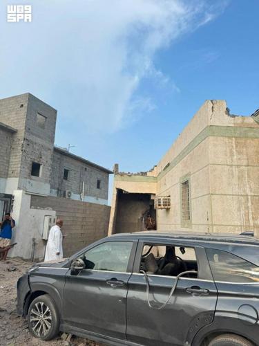 A damaged building in the aftermath of Houthi strikes
